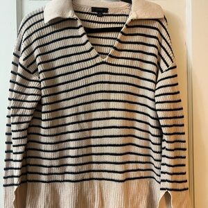 J. Crew Navy and Cream Polo Neck Sweater